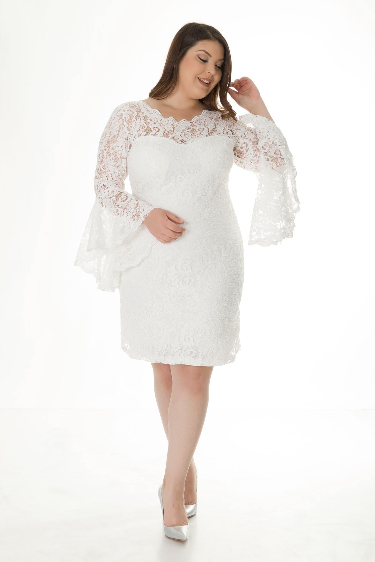 D-520 BB VALON KOL DANTEL KISA ELBİSE