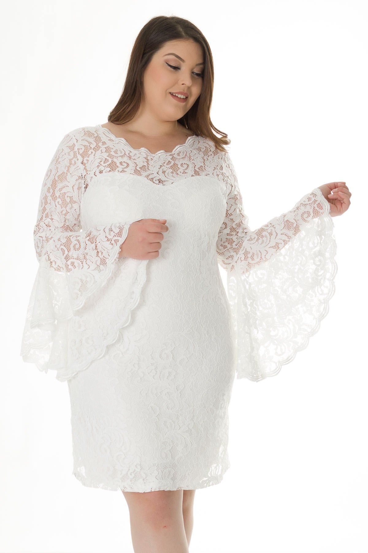 D-520 BB VALON KOL DANTEL KISA ELBİSE