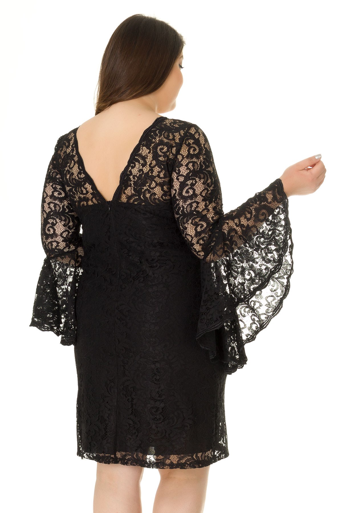 D-520 BB VALON KOL DANTEL KISA ELBİSE