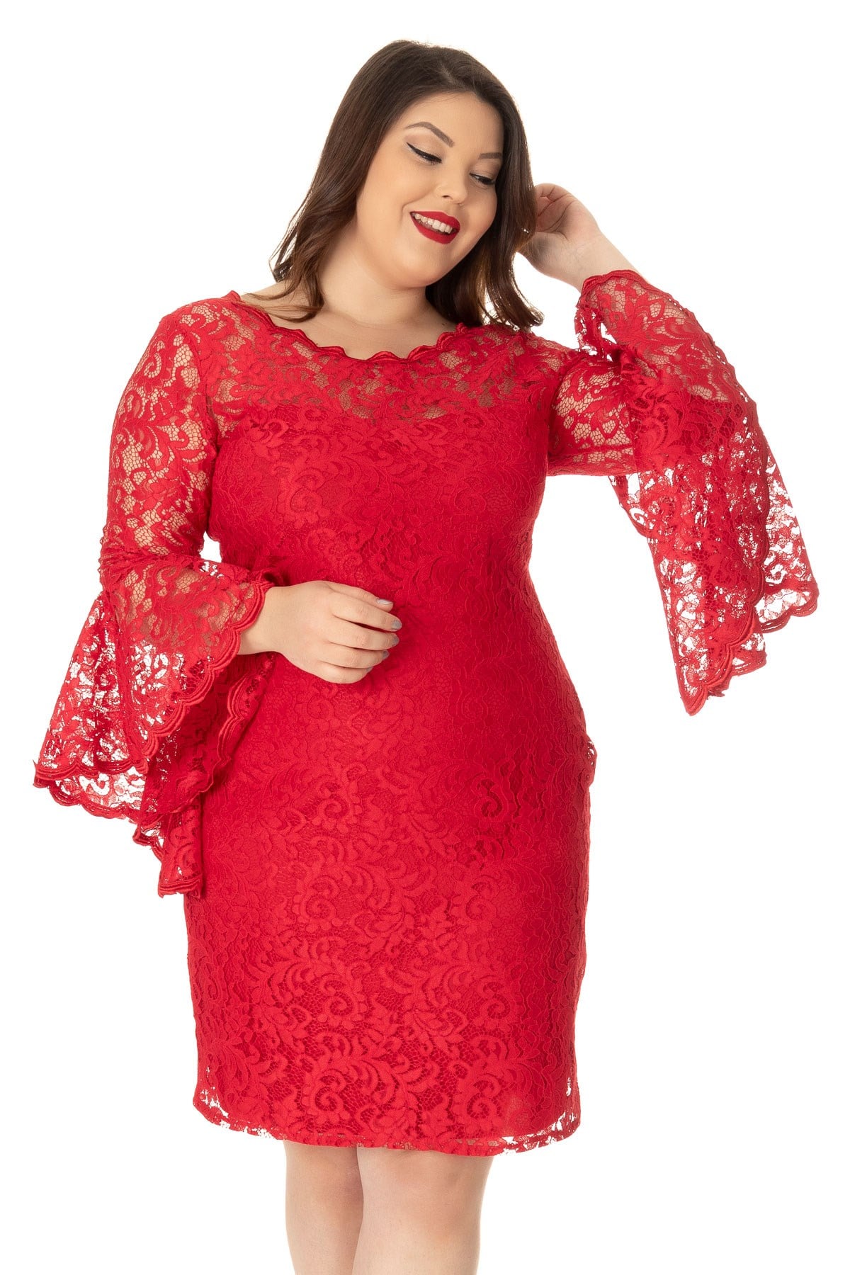 D-520 BB VALON KOL DANTEL KISA ELBİSE