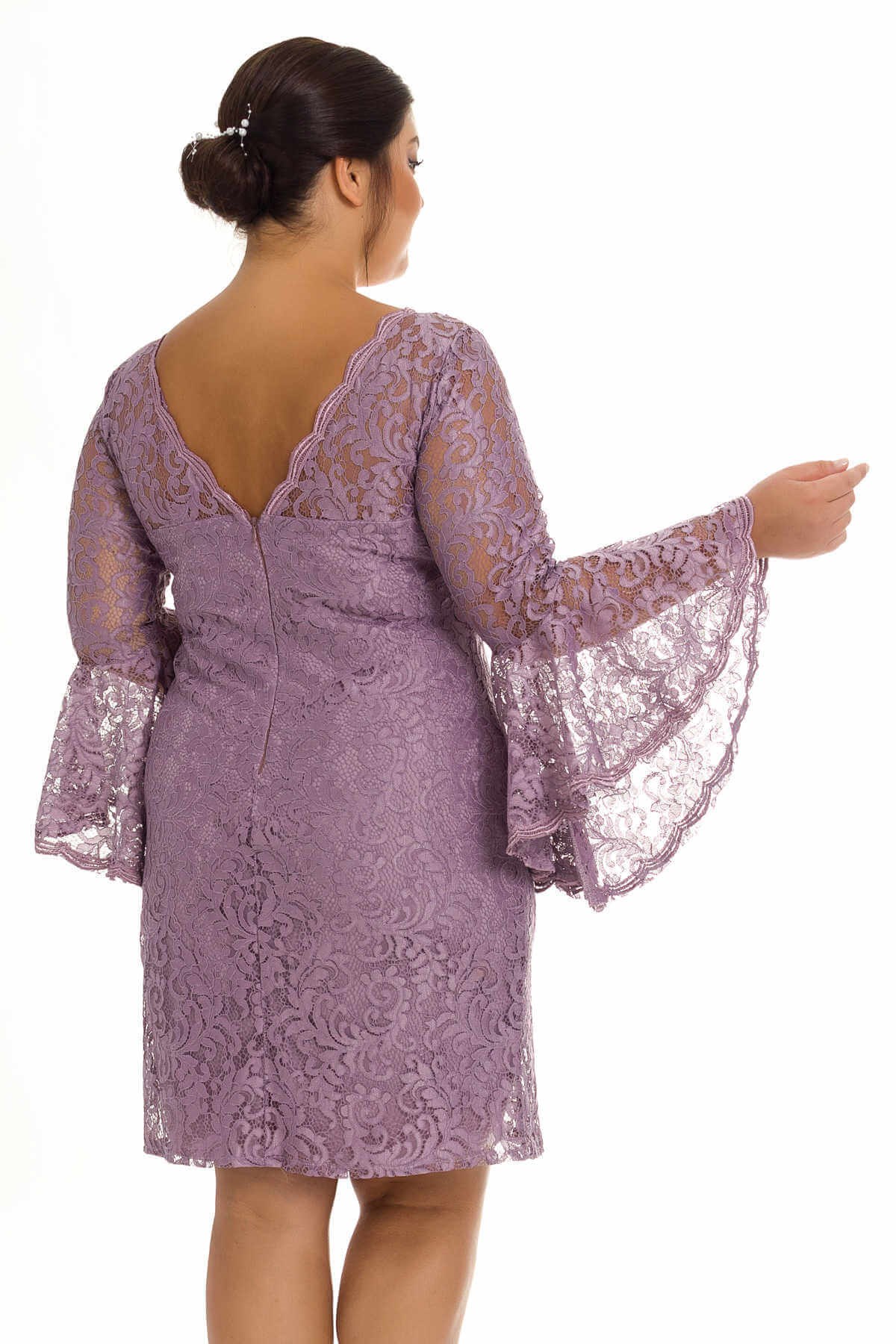 D-520 BB VALON KOL DANTEL KISA ELBİSE