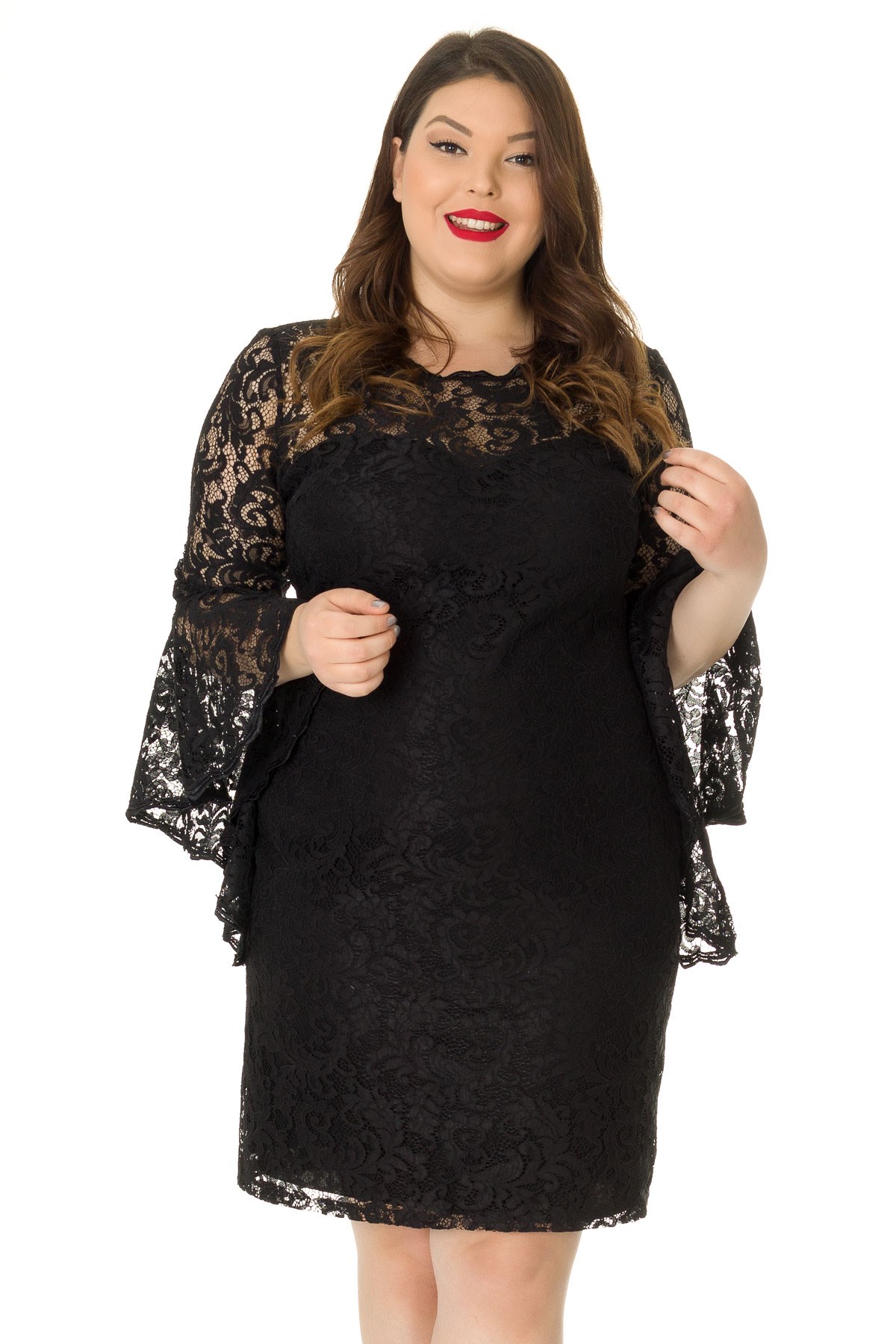 D-520 BB VALON KOL DANTEL KISA ELBİSE