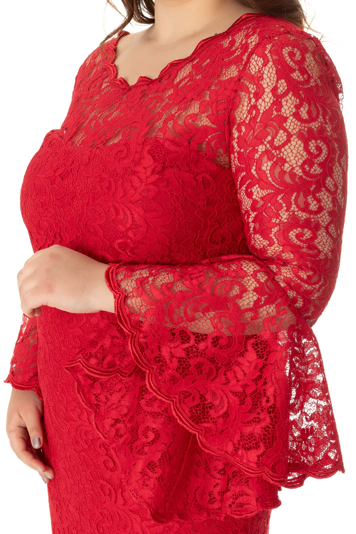 D-520 BB VALON KOL DANTEL KISA ELBİSE