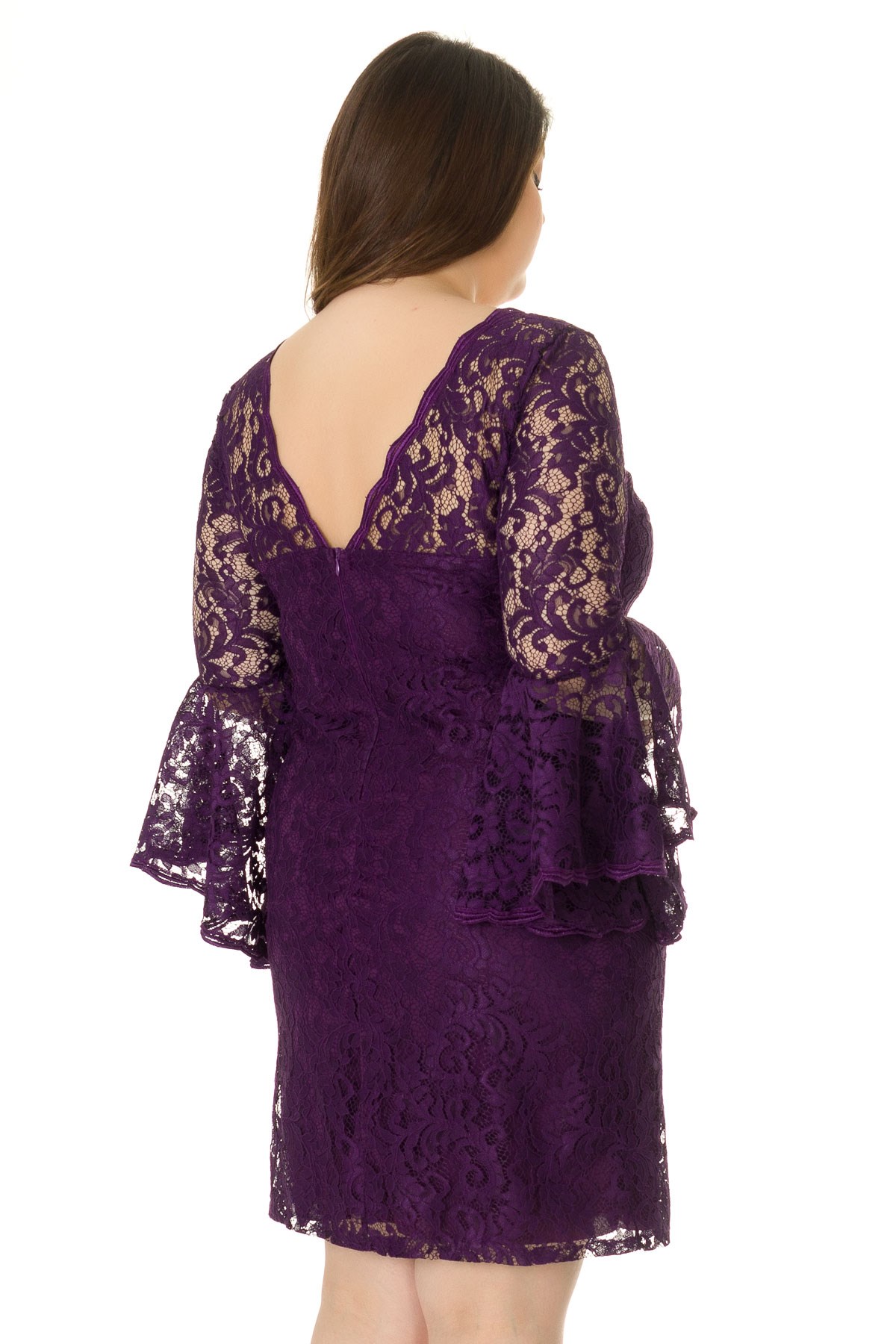 D-520 BB VALON KOL DANTEL KISA ELBİSE