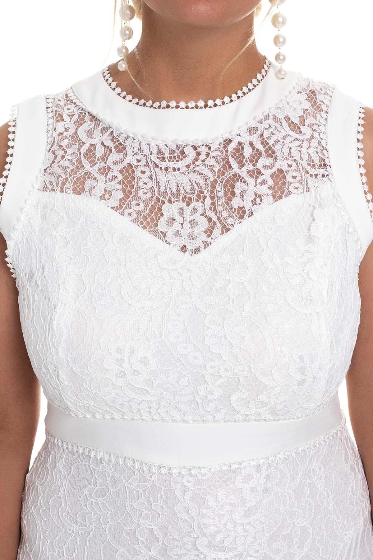 D-997 BB Bel Şeritli Güpürlü Nikah Elbisesi