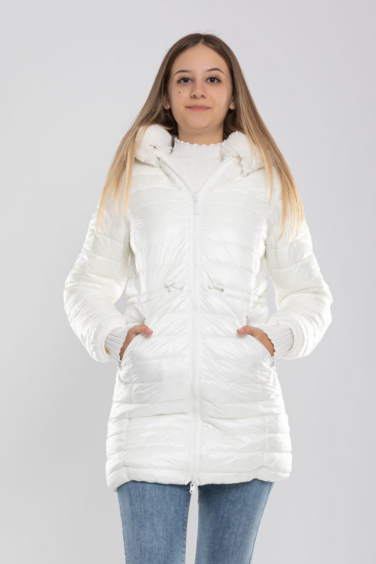 D89742 Çift Taraflı İçi Kürklü Kadın Şişme Mont