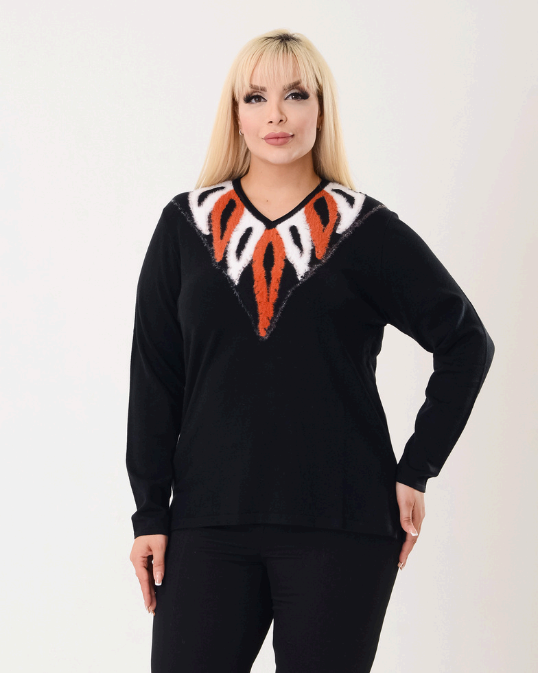 H1418 Sosis Vyaka Yumoş Desenli Bluz