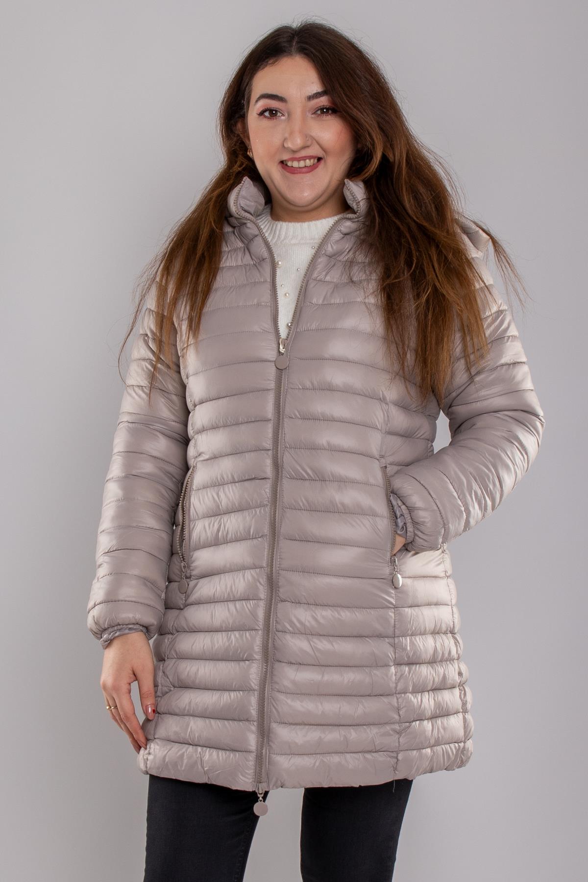 HV883 Kapüşonlu Kapitone Astarlı Mont