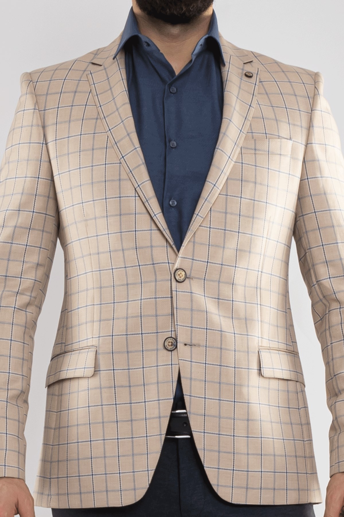 J16Y04017 KARELİ SLİMFİT 6 DROP TEK CEKET