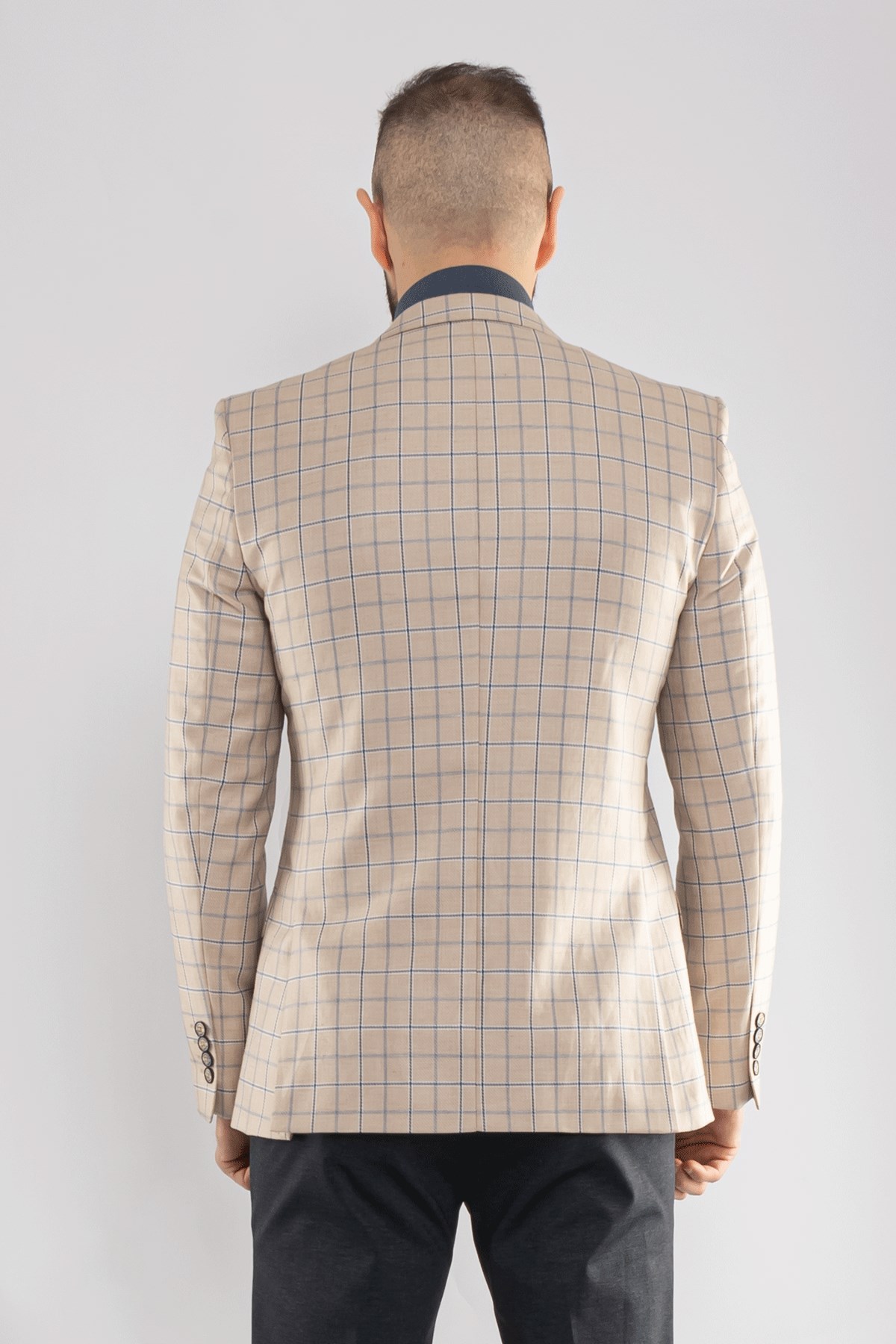 J16Y04017 KARELİ SLİMFİT 6 DROP TEK CEKET