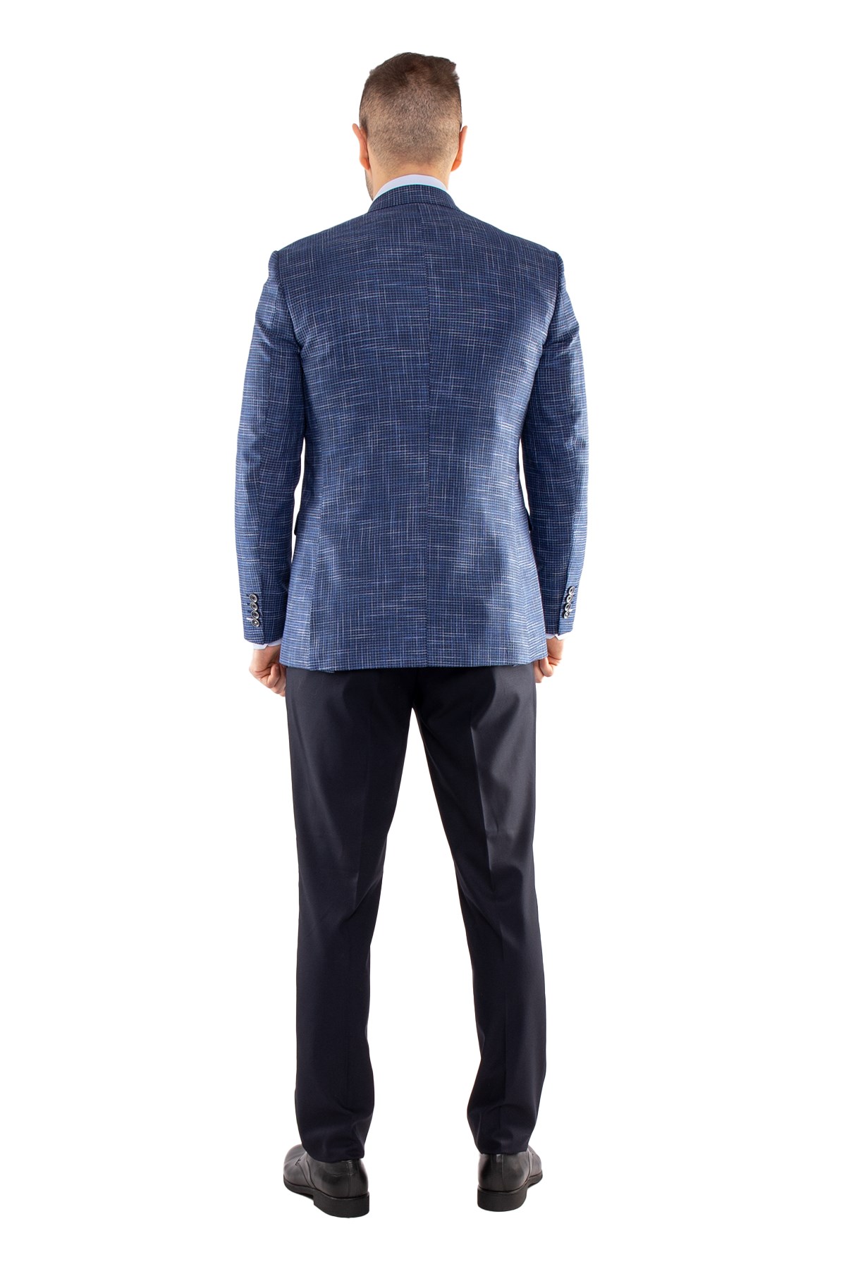 JK35SF02M045 Slimfit 6 Drop Ekose Yelekli Takım Elbise