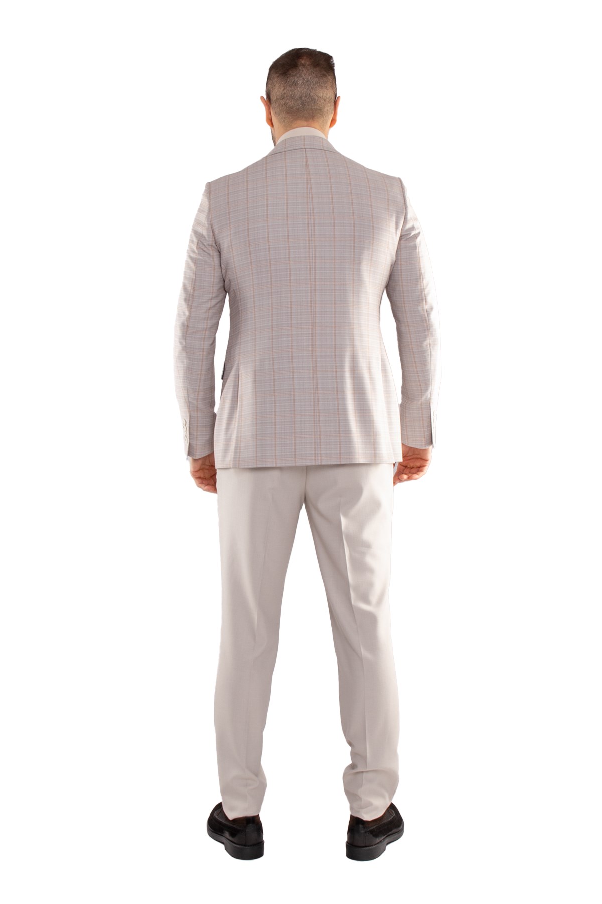 JK35SF02M061 Slimfit 6 Drop Kareli Yelekli Takım Elbise