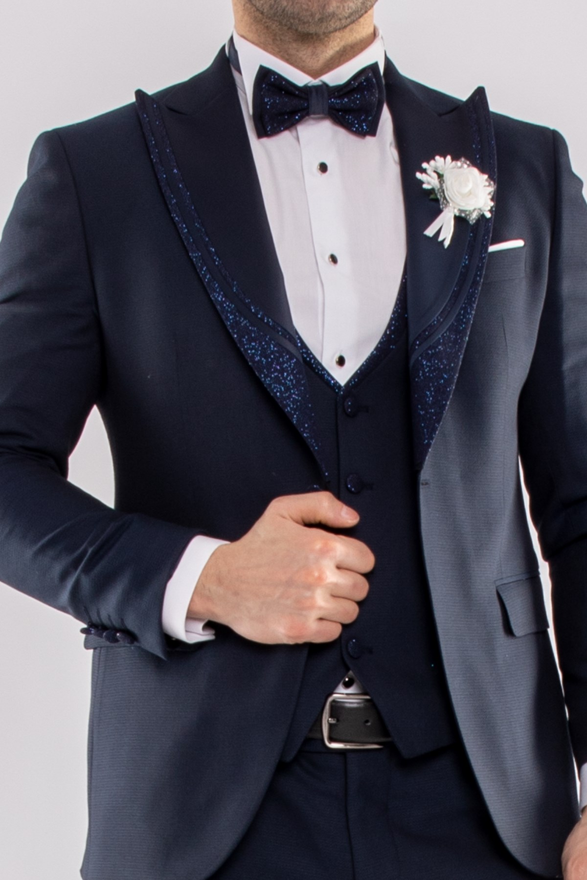 JK36SF18M038 Slimfit 6 Drop Papyonlu Yelekli Damatlık