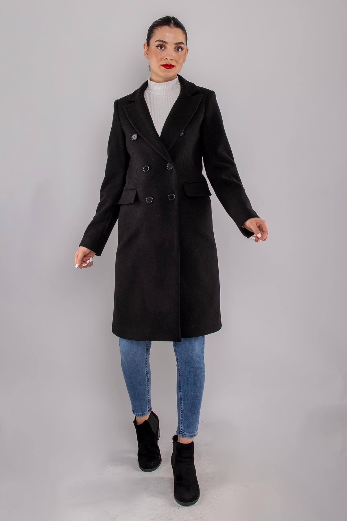 K1Ayhan Erkek Yaka Düğmeli Midiboy Kaşe Kaban