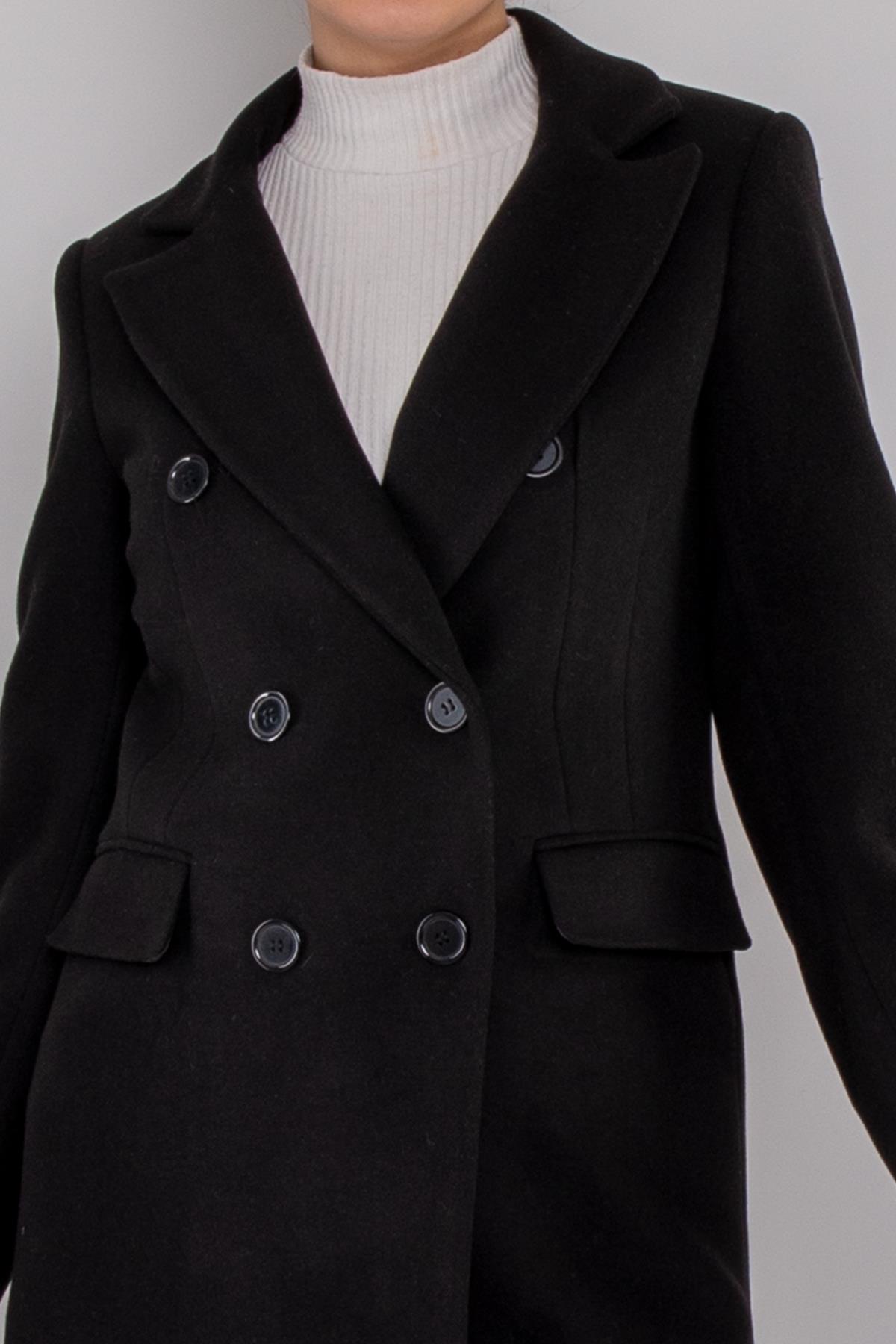 K1Ayhan Erkek Yaka Düğmeli Midiboy Kaşe Kaban