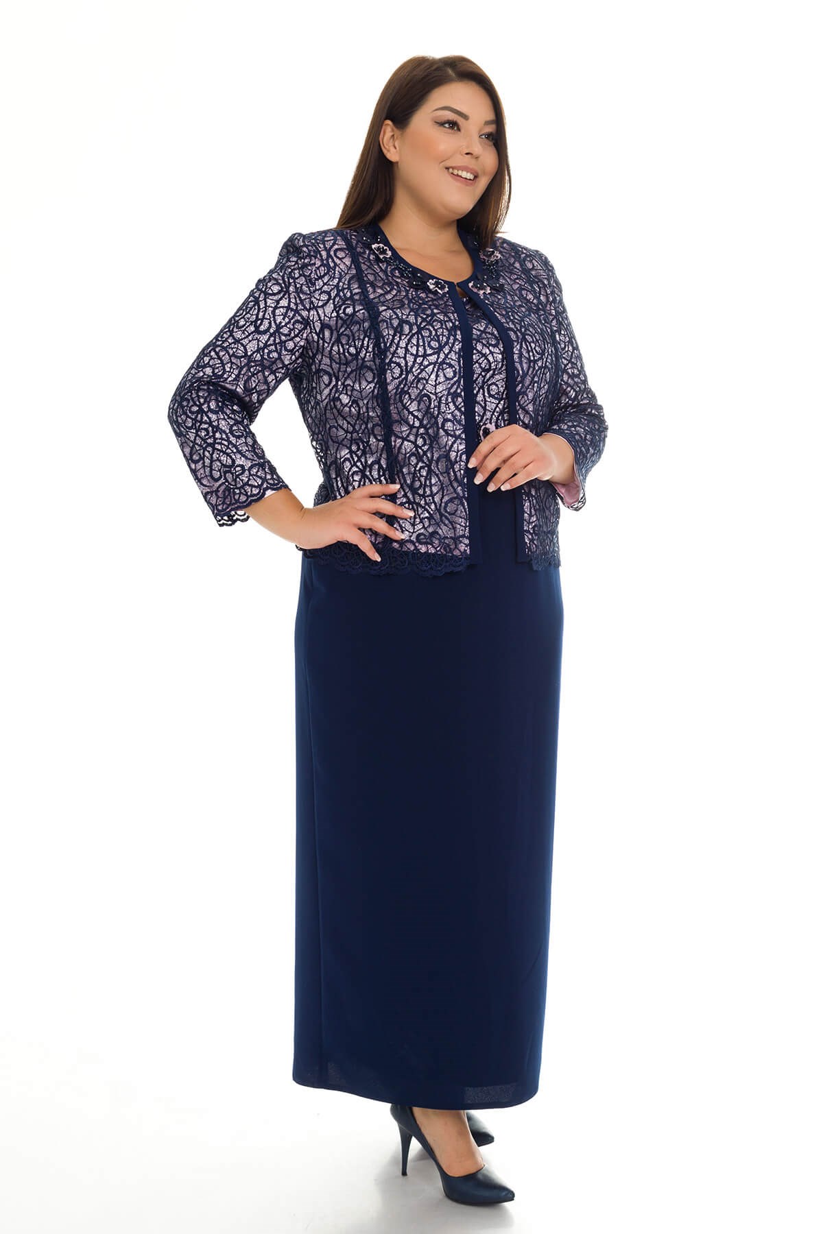 M-637 BB NALKIŞLI UZUN ELBİSE-CEKET TAKIM