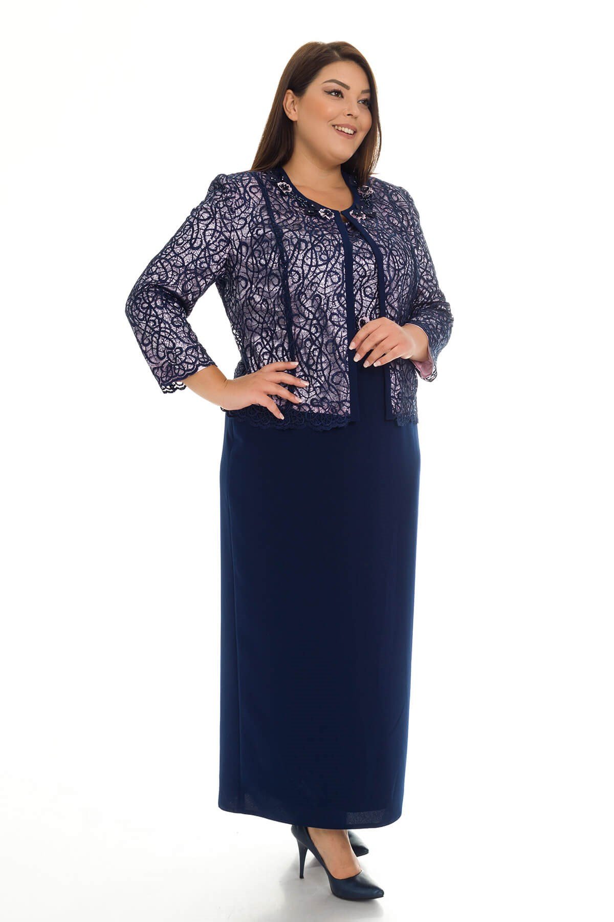 M-637 BB NALKIŞLI UZUN ELBİSE-CEKET TAKIM