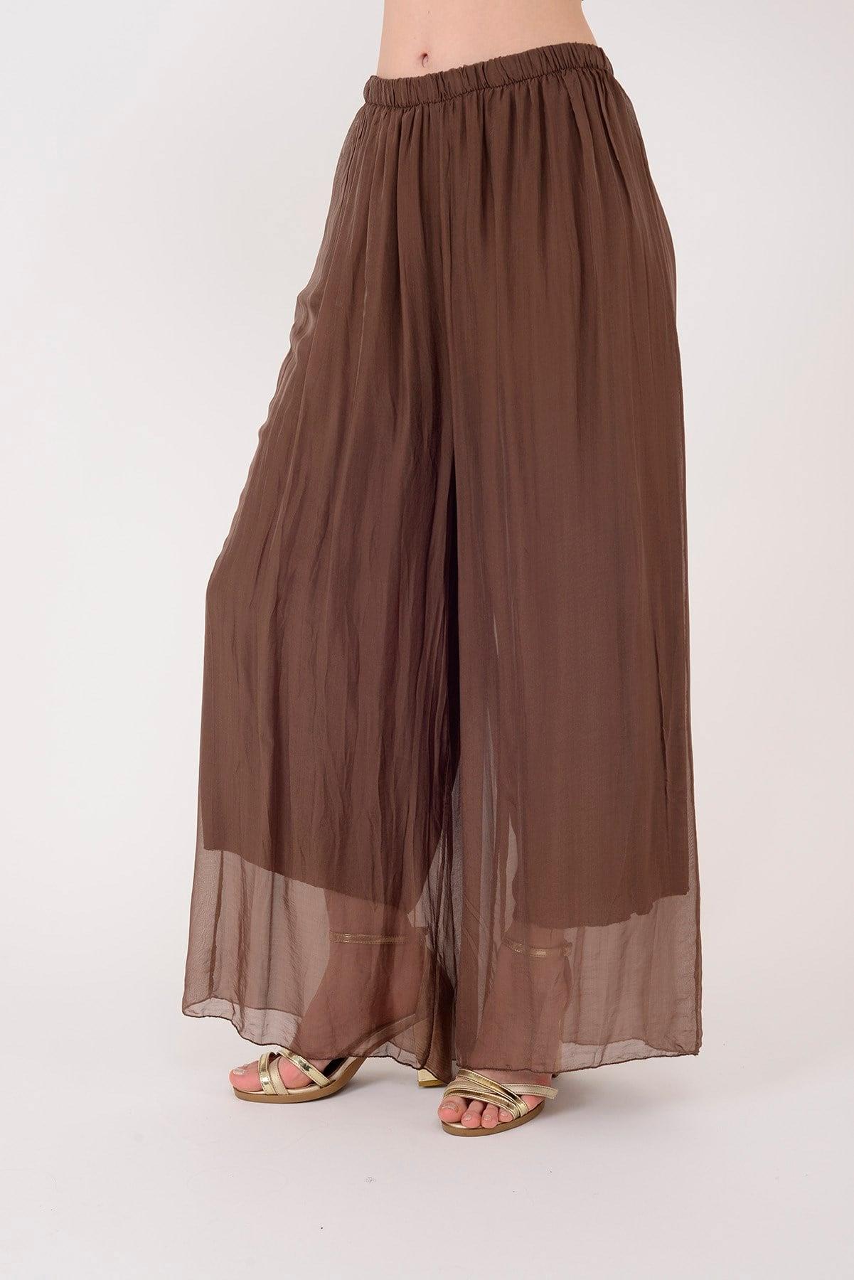 SN015 Düz Desen Lastikli İpek Pantolon