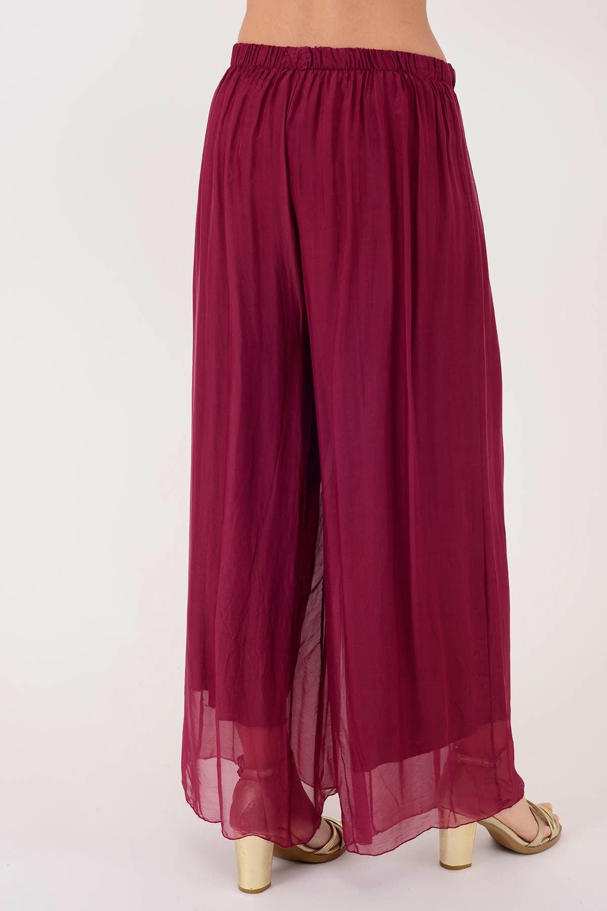 SN015 Düz Desen Lastikli İpek Pantolon