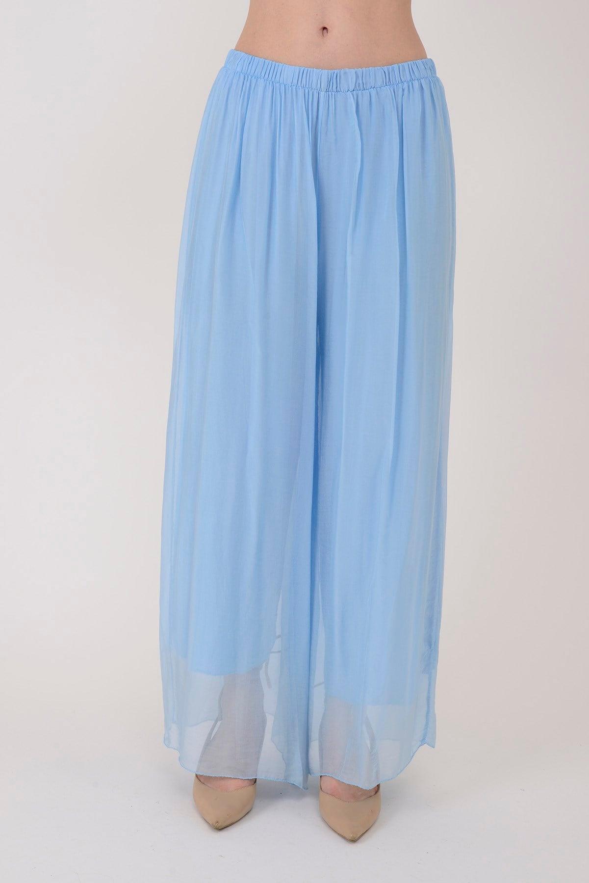 SN015 Düz Desen Lastikli İpek Pantolon