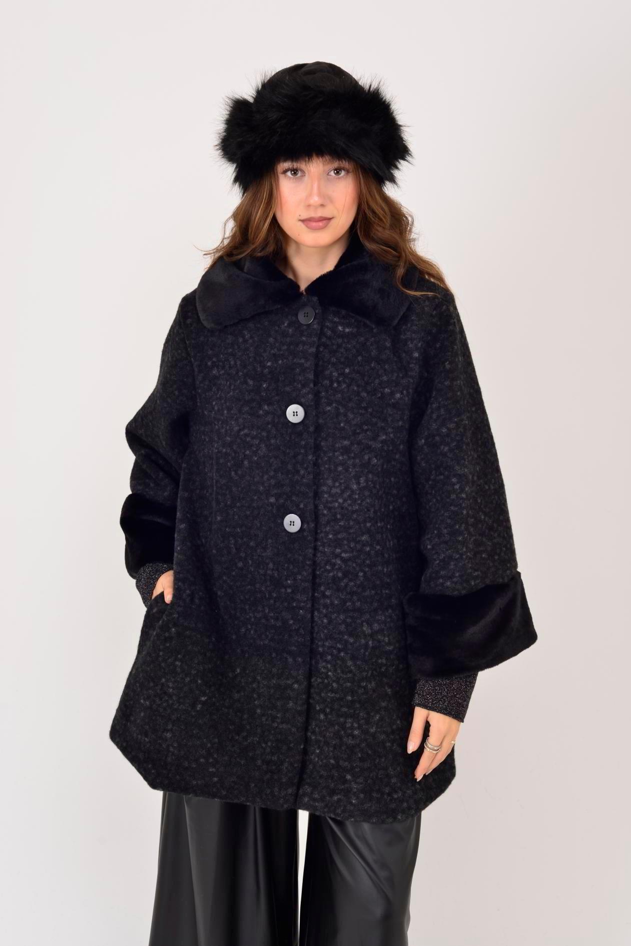 SN107 Düz Desen Kürklü Kaban