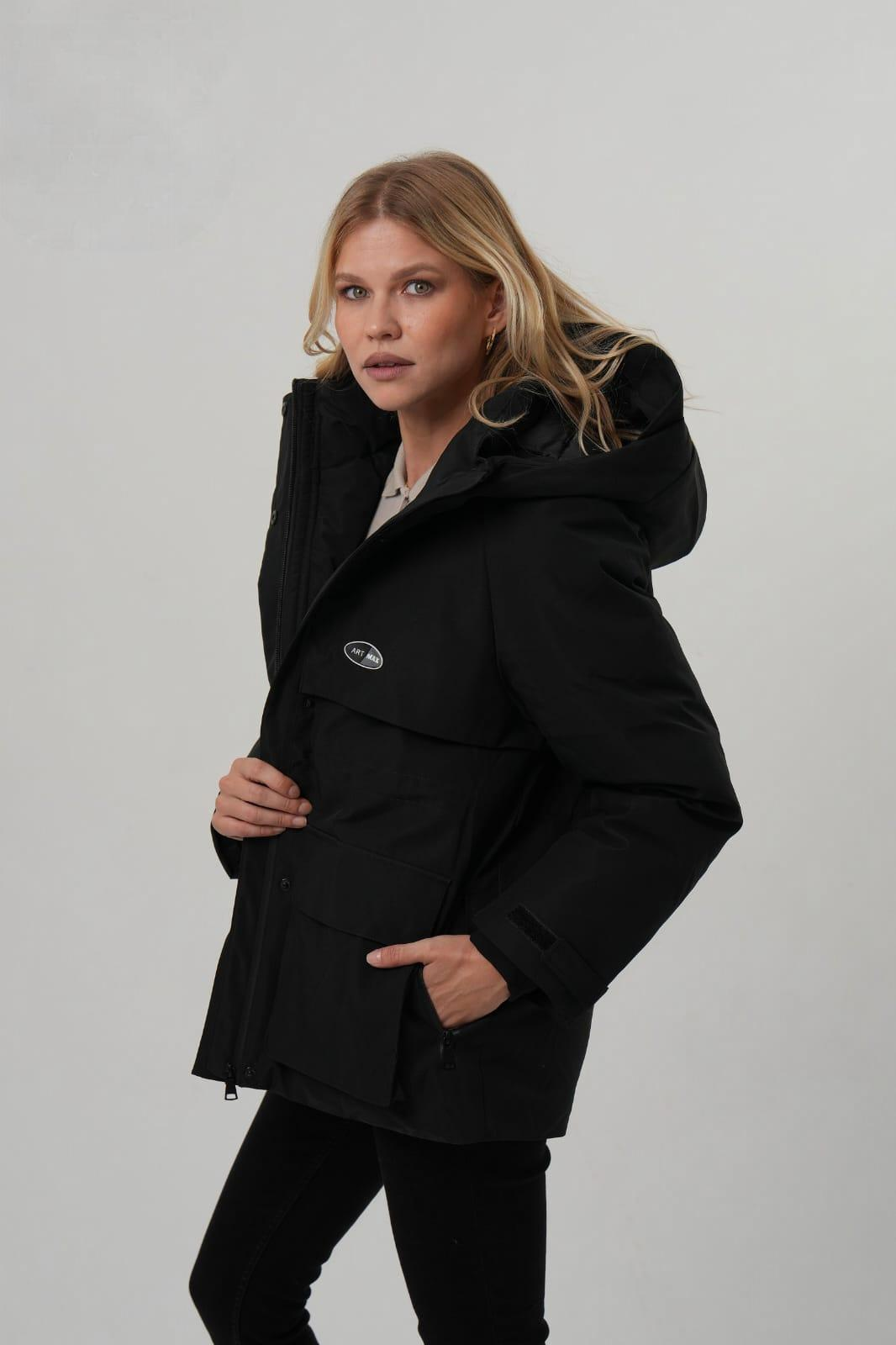 SOFİA Kapüşonlu Cep Detay Kadın Mont