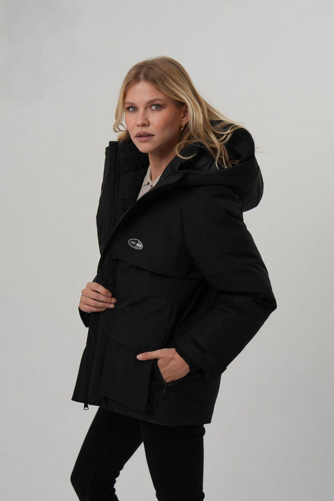 SOFİA Kapüşonlu Cep Detay Kadın Mont