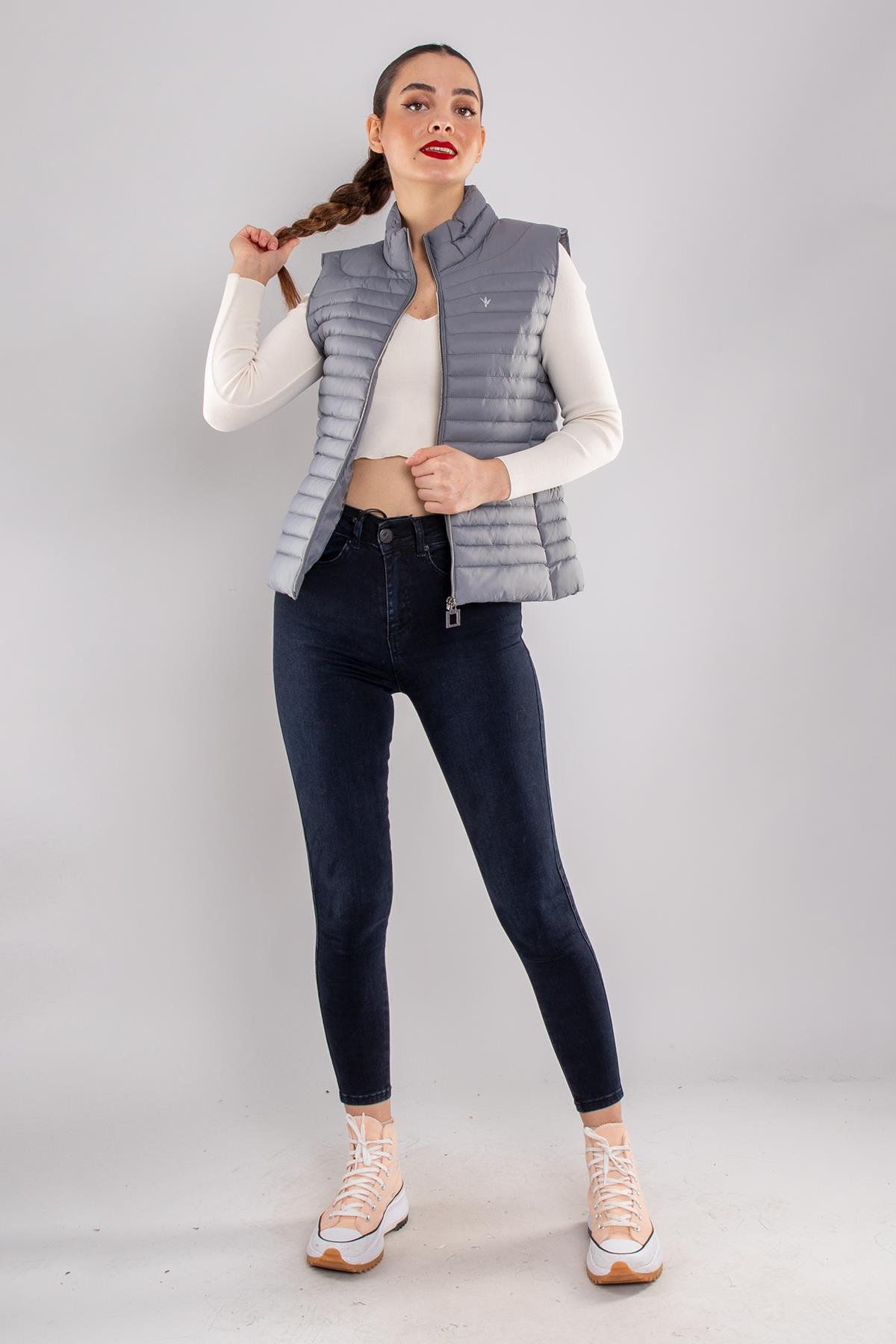 TAMARA23 Kapitone Elyaf Dolgulu Şişme Kadın Yelek