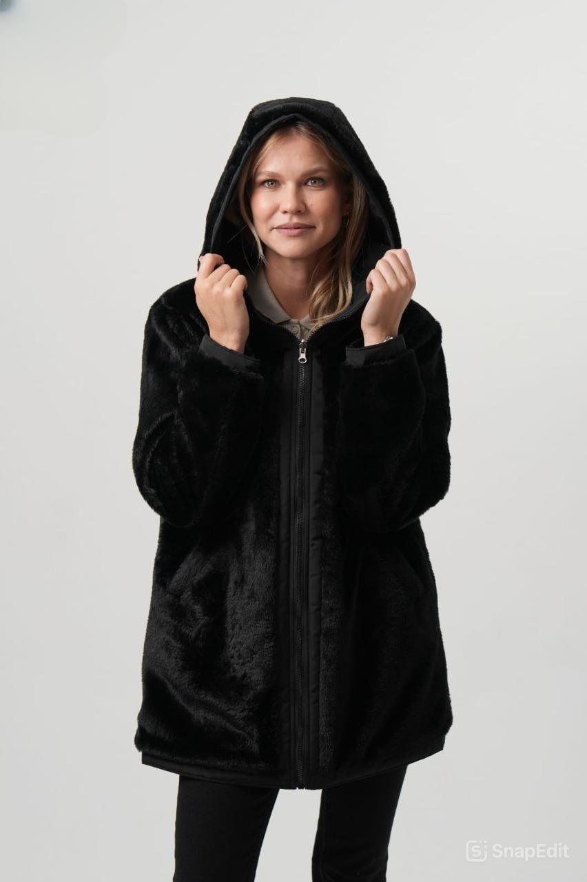 VİOLET Kapüşonlu Bele Bağcıklı İçi Peluş Kürklü Kadın Mont