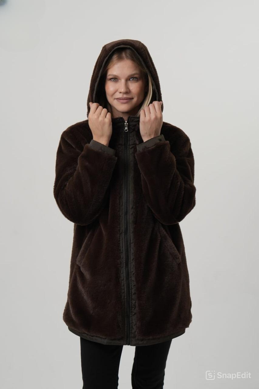 VİOLET Kapüşonlu Bele Bağcıklı İçi Peluş Kürklü Kadın Mont