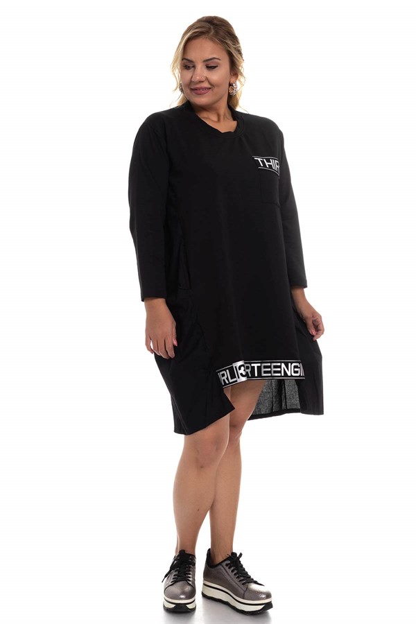 GN179 Pamuklu Yazılı Elbise