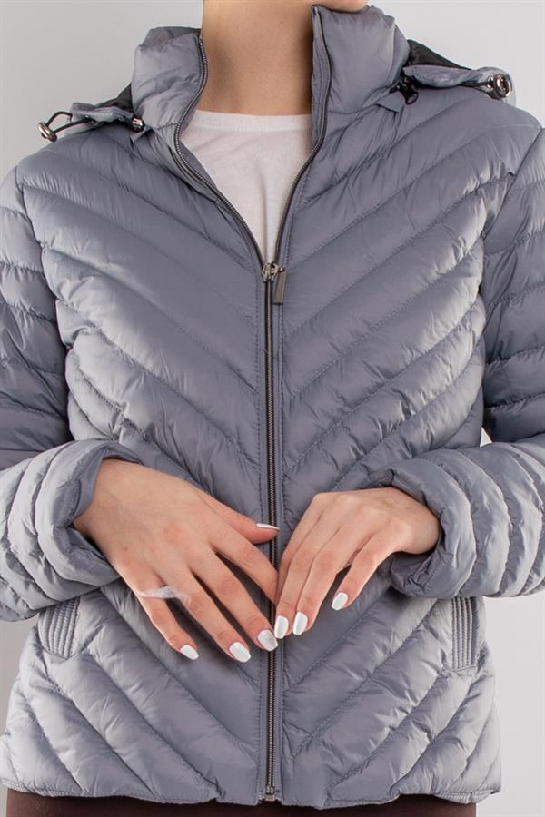 JAKLİN Slimfit Cep Çıtçılı Kapüşonlu Kısa Şişme Mont