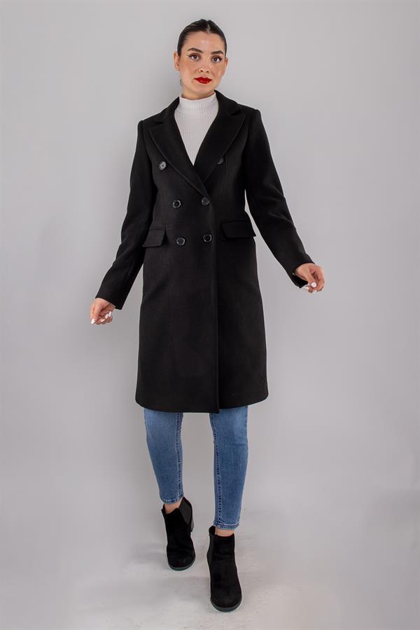 K1Ayhan Erkek Yaka Düğmeli Midiboy Kaşe Kaban