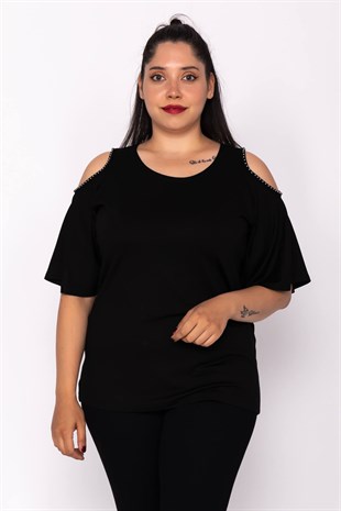 0018 Omuz Açık İncili Mendil Kol Bluz