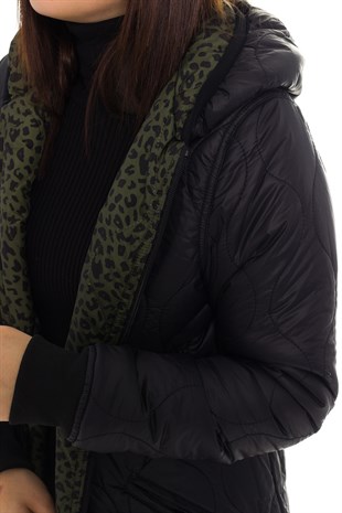 0407 LEOPAR DESEN ÇİFT TARAFLI KAPŞONLU MONT