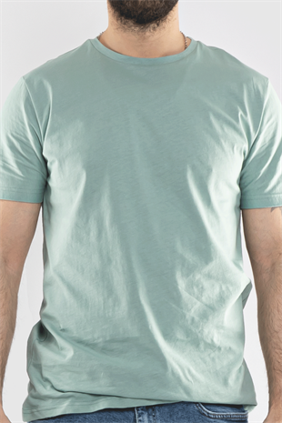 0689 Bisiklet Yaka Pamuk Düz Basic Tshirt