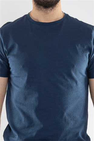 0689 Bisiklet Yaka Pamuk Düz Basic Tshirt