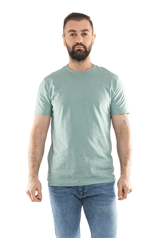0689 Bisiklet Yaka Pamuk Düz Basic Tshirt