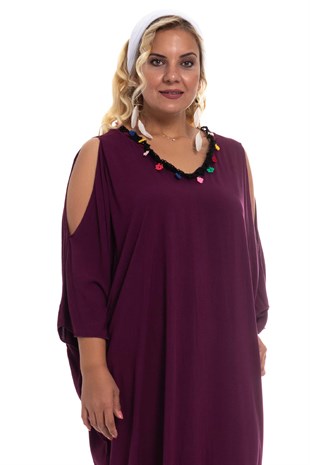 1045 BB Gül Desen Oya İşli Pamuk Viscon Elbise
