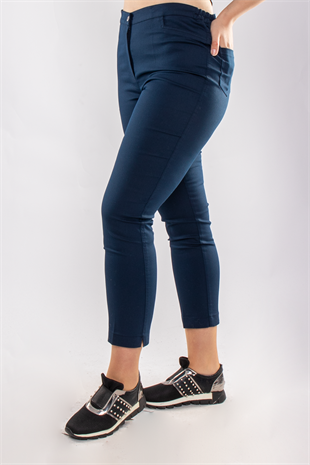 11676 Beli Lastikli Keten Pantolon