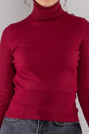 1297 Balıkçı Yaka Fitilli Basic Kadın Kazak