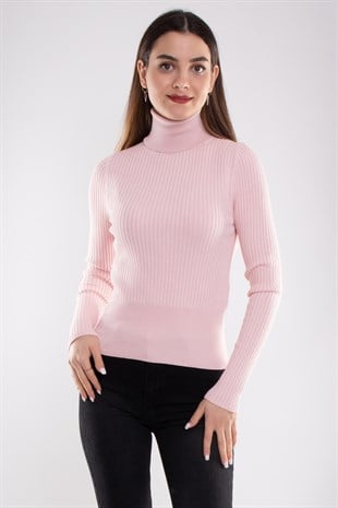 1297 Balıkçı Yaka Fitilli Basic Kadın Kazak