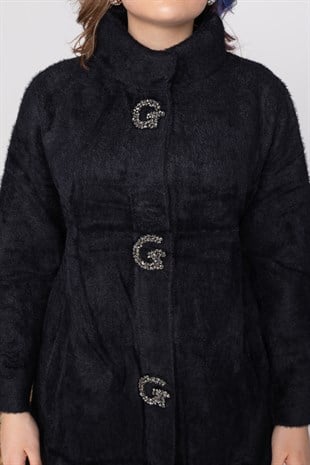 1460 Düğmeleri Taşlı Angora Kaban