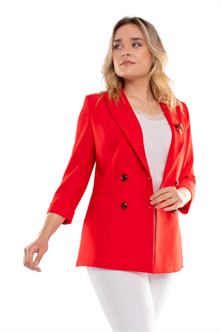 1747 Kruvaze Yaka 4 Düğme Truvakar Kol Blazer Ceket