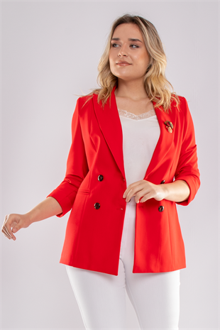 1747 Kruvaze Yaka 4 Düğme Truvakar Kol Blazer Ceket