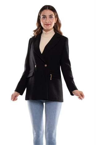 1886 Tuvıd Kendinden Desen Pamuklu İki Düğme Blazer Ceket