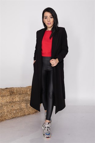 20128 Kuşaklı Erkek Yaka Kaşe Kaban