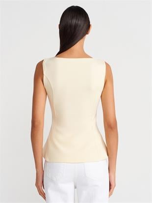 21001 Kayık Yaka Peplum Top Crop