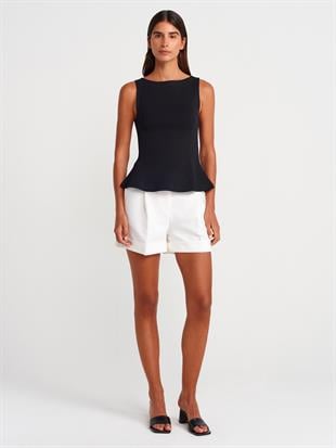 21001 Kayık Yaka Peplum Top Crop