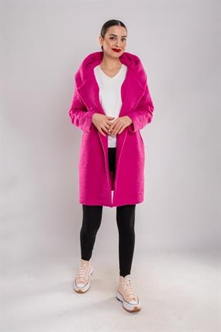 21224 4 Düğmeli Kapüşonlu Keçe Kaban